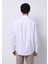 Relaxed Fit Shirt Neck Düz Erkek Keten Karışımlı Beyaz Uzun Kol Gömlek 2