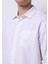 Relaxed Fit Shirt Neck Düz Erkek Keten Karışımlı Beyaz Uzun Kol Gömlek 4
