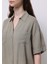 Regular Fit Shirt Neck Düz Kadın Yeşil Kısa Kol Gömlek 4