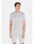Regular Fit Polo Yaka Jakarlı Erkek Gri Kısa Kol Tişört 1