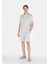 Regular Fit Polo Yaka Jakarlı Erkek Gri Kısa Kol Tişört 3