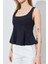 Kadın Siyah Kare Yaka Kolsuz Peplum Bluz 4