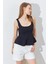 Kadın Siyah Kare Yaka Kolsuz Peplum Bluz 3