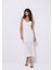 Slim Fit Düz Kadın Beyaz Askılı Elbise 1