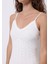 Slim Fit Düz Kadın Beyaz Askılı Elbise 4