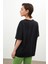 Siyah Bisiklet Yaka Oversize Düz T Shirt 3