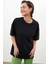 Siyah Bisiklet Yaka Oversize Düz T Shirt 5