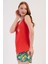 Kadın Geniş Askı Nar Çiçeği Şortlu Pijama Takım C8T3N2O904 3