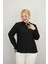 Kadın Büyük Beden Hakim Yaka Taş Broş Detaylı Bluz 0034-25 5