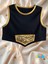 Ikili Takım Kız Çocuk Crop Pamuklu Üst Parlak Gold Lame Baskılı Mini Etek 3