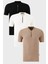 Pamuklu Regular Fit Yarım Fermuarlı Kolej Yaka 3'lü Paket T Shirt Erkek T Shirt 5902653S3 1