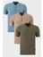Pamuklu Regular Fit Yarım Fermuarlı Kolej Yaka 3'lü Paket T Shirt Erkek T Shirt 5902653S3 1