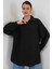 Kadın Uzun Oversize Gömlek 5965 - Siyah 1
