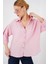 Kadın Oversize Kısa Kol Gömlek 20315 - Pembe 1