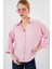Kadın Oversize Kısa Kol Gömlek 20315 - Pembe 4