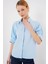 Kadın Kısa Kol Gömlek 20312 - Mavi 4