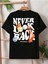 Oversize Never Look Back Baskılı Bisiklet Yaka T-Shirt 2