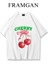 Kadın Cherry Kiraz Baskılı Beyaz T-Shirt 1