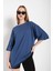 Kadın Indigo Mavi Oversize T-Shirt 1