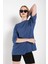 Kadın Indigo Mavi Oversize T-Shirt 3