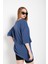 Kadın Indigo Mavi Oversize T-Shirt 4