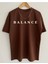 Erkek Kahverengi Balance Baskılı Oversize T-Shirt 1