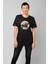 Kadın Siyah At Binicisi Baskılı Oversize T-Shirt T4390619 1