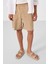 Koyu Bej Standart Fit Dokuma Hafif Esnek Chino Erkek Şort - 81289 2