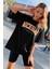 Kadın Siyah Oversize Michigan Baskılı Bisiklet Yaka T-Shirt 4