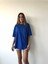 Unisex Pamuk Bisiklet Yaka Boyfriend Örme Oversize T-Shirt 1