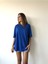 Unisex Pamuk Bisiklet Yaka Boyfriend Örme Oversize T-Shirt 2
