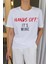 Beyaz Hands Off It's Mine Yazılı T-Shirt 1