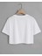 Yazılı ve Baskılı Oversize Pamuklu Rahat Kalıp Crop Tshirt 2
