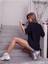 Kadın Siyah Oversize T-Shirt 4