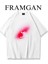Baskılı Beyaz Bisiklet Yaka T-Shirt 1