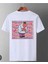 Beyaz Ters Yüz Karakterleri Ön Arka Baskılı Oversize Unisex Tshirt 1