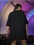 Kadın Siyah Güneş Ay Baskılı Oversize Penye T-Shirt Tişört 3