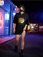 Kadın Siyah Güneş Ay Baskılı Oversize Penye T-Shirt Tişört 5