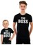 Baba Erkek Kız Çocuk The Boss Baskılı Siyah T-Shirt 2