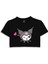 Kadın Kuromi Baskılı Pamuklu Crop T-Shirt 1