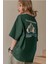 Kadın Nefti Yeşili Arid Mountain Baskılı Oversize T-Shirt 2