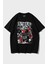 Siyah Y2K Unisex Streetwear Spider-Punk Yumuşak Penye Oversize T-Shirt 1