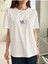 Kadın Beyaz Çift Kalp Baskılı Oversize T-Shirt 4