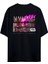 Street Wear Sırt ve Ön Baskılı %100 Pamuk Oversize Siyah T-Shirt 1
