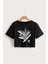 Griland Kadın Siyah Oversize Inapıratıon Wrıte What You Want Baskılı Crop T-Shirt 1