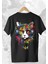 Graffiti Kedi Baskılı Oversize Siyah T-Shirt 1