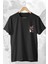 Graffiti Kedi Baskılı Oversize Siyah T-Shirt 2