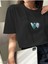 Kadın Füme Çift Kalp Baskılı Oversize T-Shirt 1