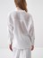 Kadın Beyaz Oversize Keten Basic Gömlek 4