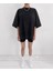 Unisex Siyah Yıkamalı Oversize T-Shirt 1